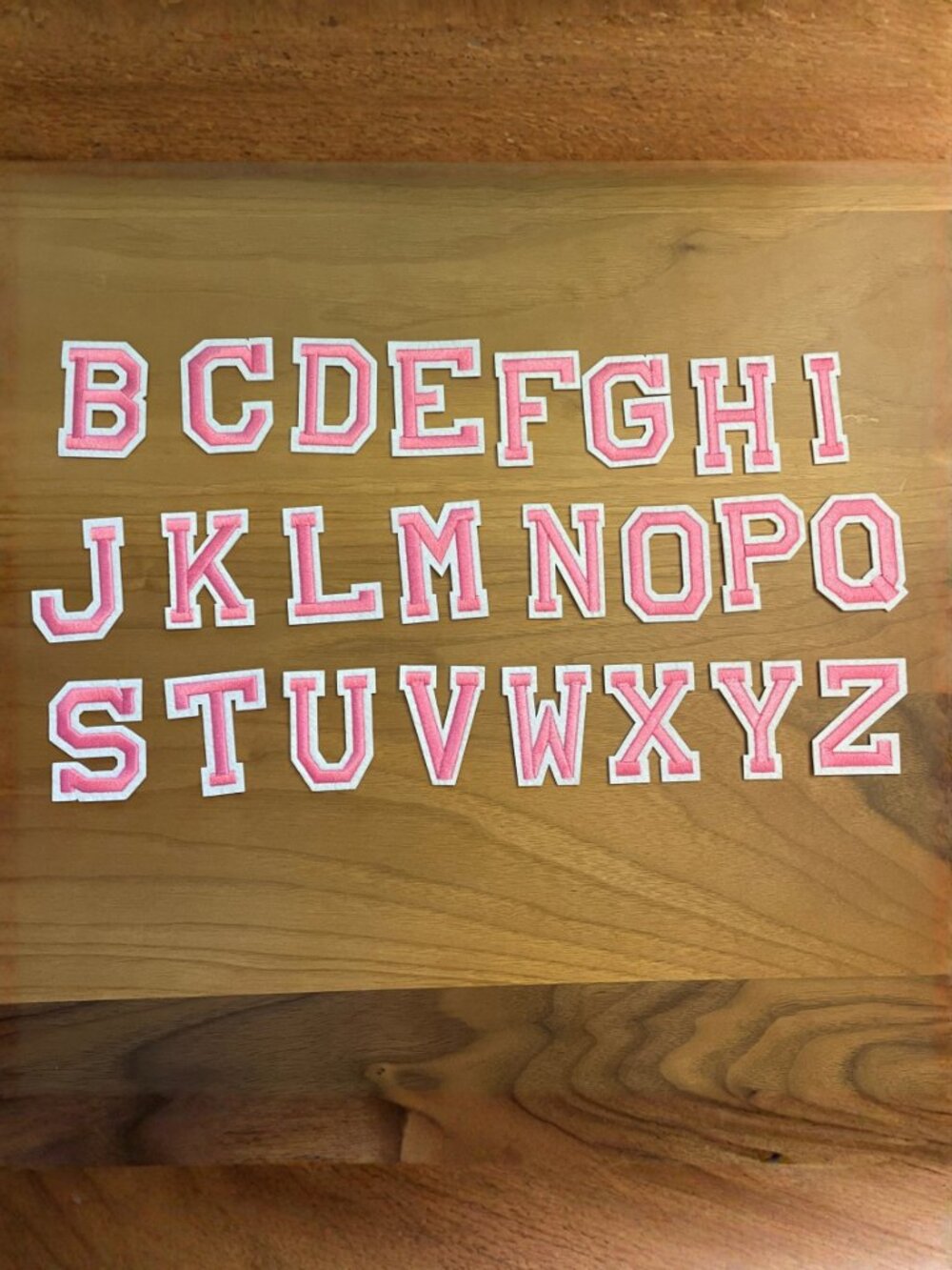 Iron On Patches 24 PCS Pink & White Alphabet (SKU: 62MI)